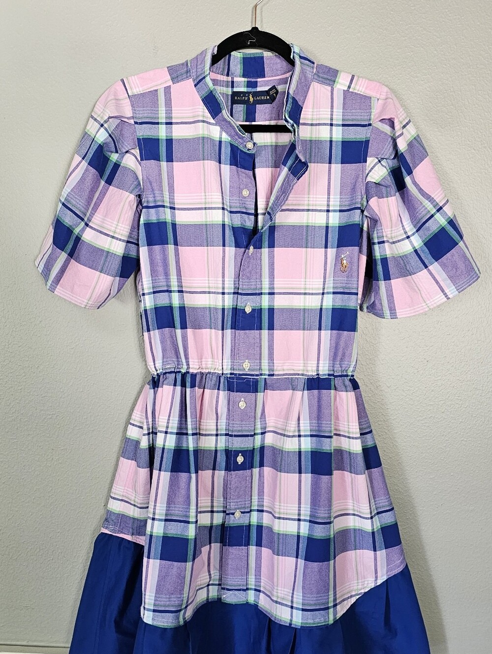 Ralph Lauren Pink, Blue  Plaid Shirt Dress - Picture 9 of 14